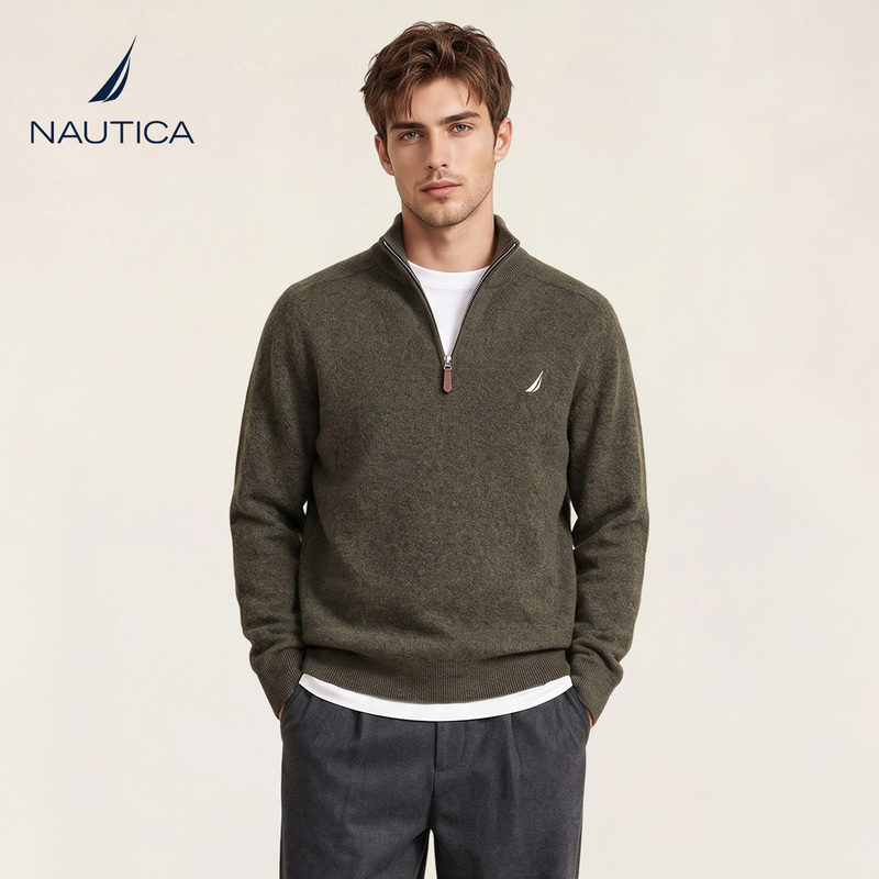 [Contains Cashmere] Nautica Men's Wool Sweater, Men's Sweater, Old Money Style Knitwear Top