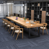 LOFT industrial style Nordic long table Conference table and chair combination Solid wood simple modern office desk Guest negotiation table