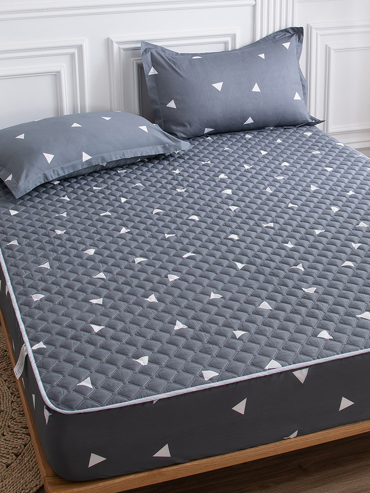 Padded bed sheet single thickened cotton bed cover Cotton non-slip fixed bed cushion cover 1 8m cotton warm bed sheet summer
