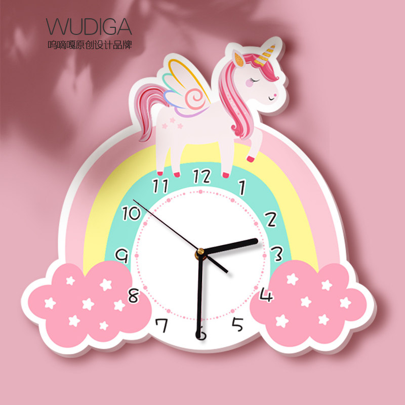 Sobbing Creativity Cartoon and watch Children's room Living room Living room Bedroom Mute clock Wall hanging bell Kindergarten hanging table