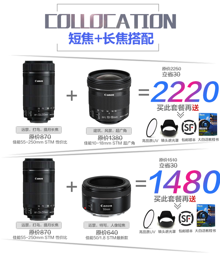 Gửi túi ống kính Canon Canon EF-S 55-250mm IS STM Ống kính tele chống rung Canon SLR STM