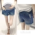 Quần short bà bầu mùa hè thời trang hỗ trợ mặc bụng mẹ mỏng phần lỏng lẻo quần short denim giản dị kích thước lớn mùa hè cơ sở - Phụ nữ mang thai quần / quần bụng