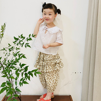 imakokoni original girl flowers edge crushed flowers anti-mosquito pants casual pants 2021 new summer slim 21667
