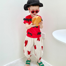 imakokoni original wave dot butterfly knot t-shirt loving child anti-mosquito pants thin section summer two sets of women 21648