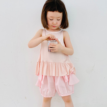 imakokoni original day-series vest shorts pink lace suit girls summer sleeveless suit thin section 21617