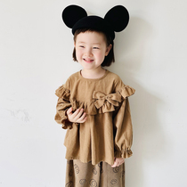 imakokoni kidds original butterfly knot long sleeve doll shirt spring autumn season cute girl clothes 21672