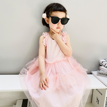 imakokoni original cute pink polo dot net yarn princess nepotism dress a dress girl with dress girl summer 21640