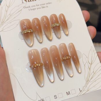 Lord of the rings purely handmade wearable nails, cat eye nail art and diamond ring, whitening, pure desire, light luxurious and exquisite manicure