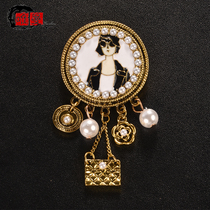 European and American Beauty Head Pearl Chest Flowers Creative Design Sense Brooch Suit Big Suit Qipao Fashion 100 Lapped Delicate Accessories