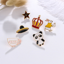 Summer cartoon titanium needle short sleeve shirt anti-walking light coat neck needle free from sewing and accessories butterfly buckle day department cute pin