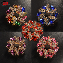 Japanese rhinestone brooch Womens corsage sweater suit Fixed buckle pin personality crystal garland fashion pin trinkets
