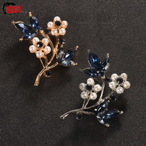 Japan-ROK summer shirts clothes 100 hitch a luxurious plethora of brooch brooch female pearl flowers Jane about plum blossom water drill small pin