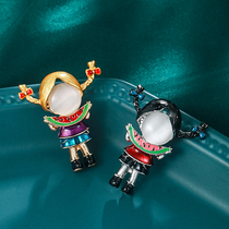 Cats eye stone corsage eating melon girl brooch anti-light girl pin drip oil decoration fixed clothes clothing accessories