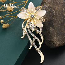 Plant Cat Eye Stone Flower Brooch Suit Luxurious Temperament Bepin Delicate Fashion 100 Hitch Superior Feel Clothes Accessories