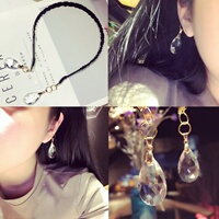 Douyin's same style 2017 Korean version spring new white crystal water drop pendant plated ear thin edge hair hoop headband Korean pendant