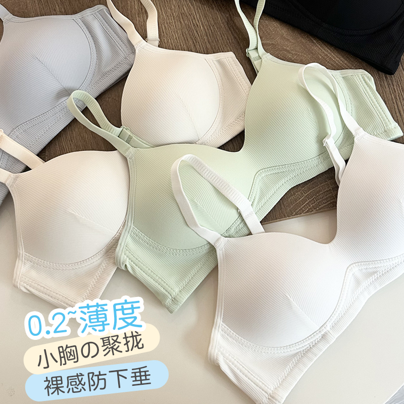 No-scratches underwear women's small breasts gathered for thin summer students High school girls bra without steel ring anti-sagging bra-Taobao