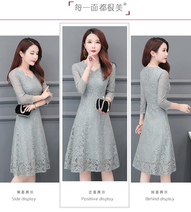 Mùa xuân 2019 và mùa thu mới 30 - 35-45 tuổi Phụ nữ khí chất thanh lịch eo eo tay áo ren - Sản phẩm HOT váy đầm đẹp