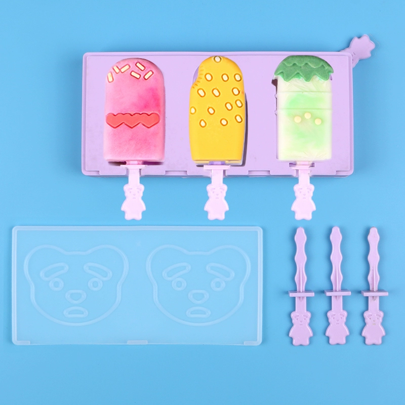Silicone kem khuôn phim hoạt hình nhà tự làm kem kem hấp kem popsicle popsicle đá bào - Tự làm khuôn nướng