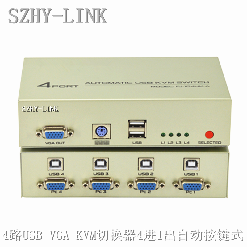 SZHY-LINK 4-way USB VGA KVM switcher shared 4 in 1 out of VGA KVM switcher