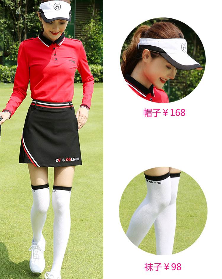 Mùa thu đông 2018 Quần áo golf ZG-6 Quần áo bóng golf nữ phù hợp với áo sơ mi dài tay Váy áo thun úi đựng gậy golf mini ping	