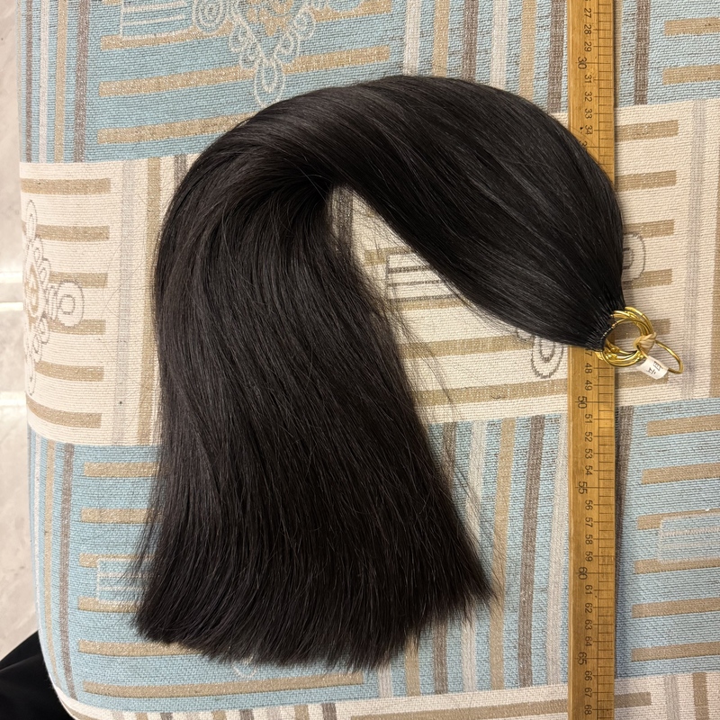 Cotton Thread Type Third-Generation Non-Folded Feather Full Real Hair Drawstring Hair for Girls, Feather Original Braided Hair, Can Be Dyed and Permed, Light Silk Hair Extensions