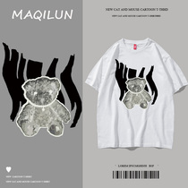 MAQILUN summer cotton short-sleeved T-shirt men loose white tide brand casual round neck half sleeve mens T-shirt top