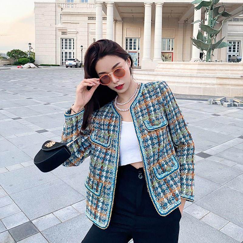 Maje moscoloni small fragrant wind jacket female cardigan loose 2021 autumn new V-neck tweed fashion trend