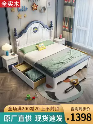 American youth solid wood children bed boys and girls princess bed 1 2 meters bedroom 1 5 meters storage single double bed