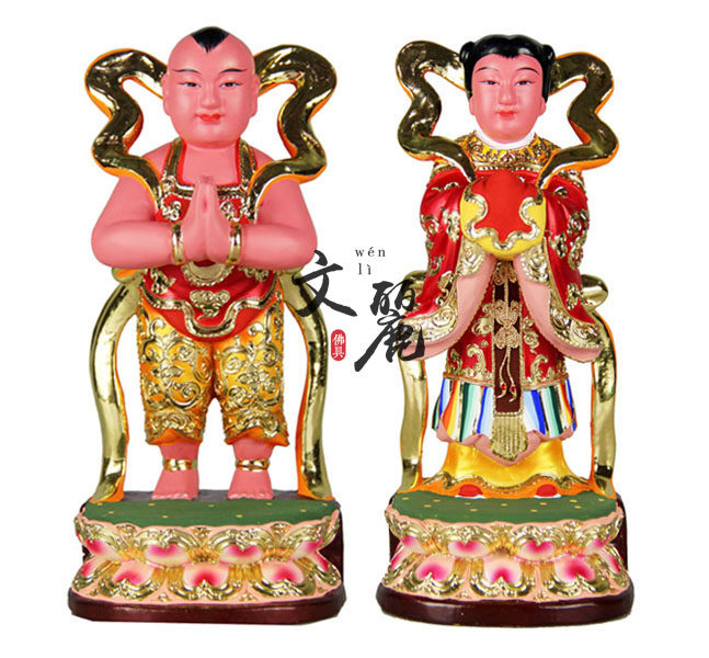 Venli Buddha with Solemn Buddha Statue handmade fragrant Zhangmu sculpted gold Tong jade Girl Songtzu Scout Girl 10 inches