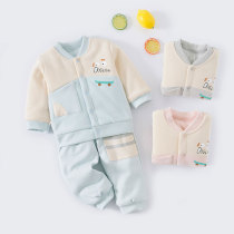 Baby autumn winter suit thickened pure cotton newborn clothes clip cotton male and female baby going out to wear cotton clothes cotton pants jacket