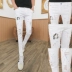 Mùa xuân tinh thần xã hội quần trẻ trung xu hướng cá tính in quần skinny bó sát quần jeans nam quần áo nam Cao bồi