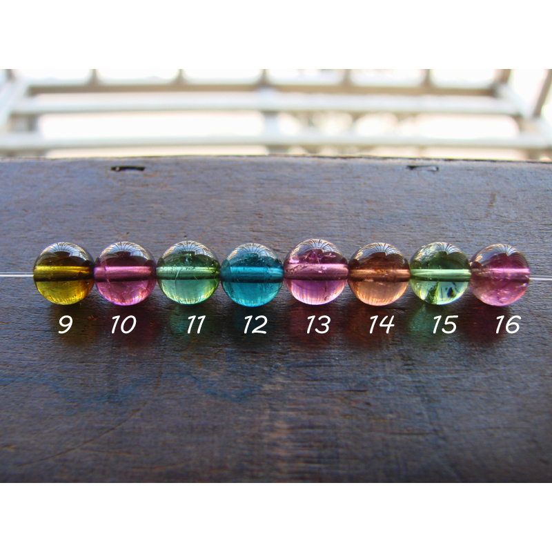 【Magic Love】Natural Fluorescent Vitreous Blue, Red, Yellow, Orange, Green Tourmaline ◎ 8-8.5mm Round Beads Single Bead