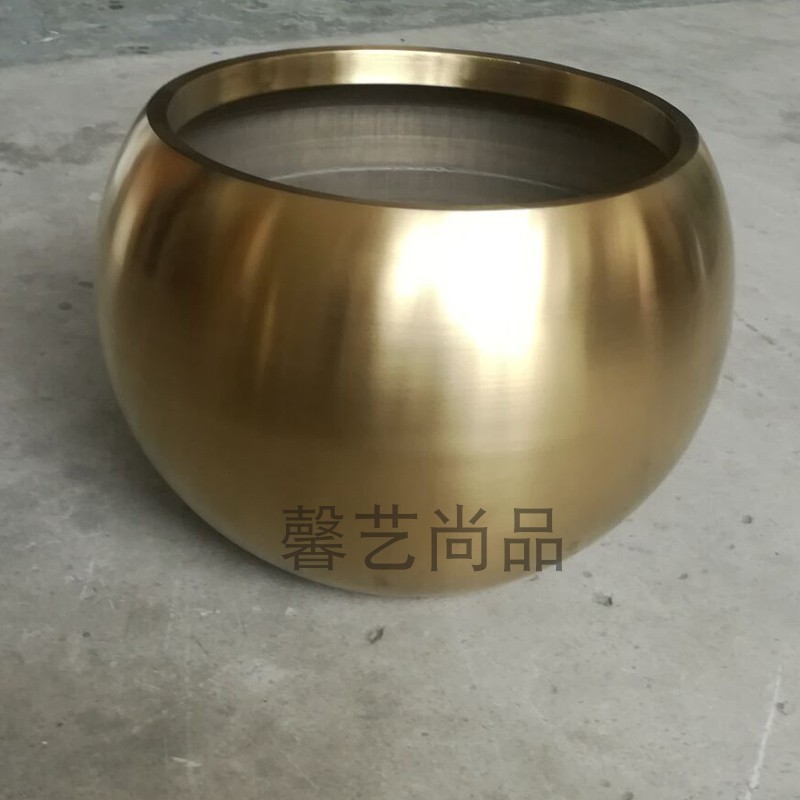 Stainless Steel Vase Flower Bowl Ornament Electroplated Gold Ball Metal Flower Pot Half Enamel Floor Flower New