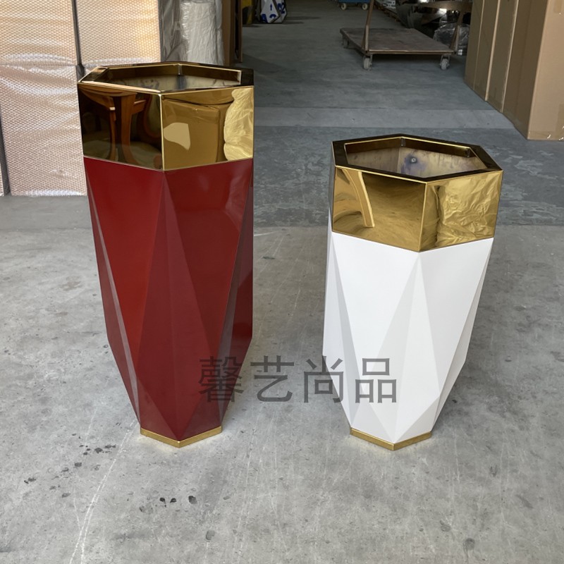 Stainless steel vase Dry flower vase decoration living room flower arrangement floor-to-ceiling metal flowerpot Meichen vase flower pot