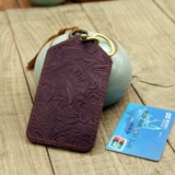 Медный кожаный чехол для проездного и картхолдер ручной работы, брелок, защитный чехол, воловья кожа