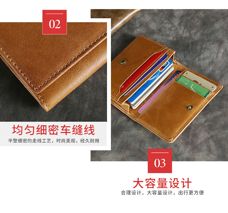 Thẻ da ngắn gói nhiều thẻ điên ngựa đón túi nam và nữ chủ thẻ kinh doanh retro giấy phép lái xe bằng da - Chủ thẻ túi cầm tay nam