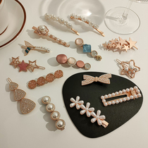 Exquisite light luxury pearl diamond hairpin high-end temperament high-end hairpin super fairy cute girl side clip hair jewelry