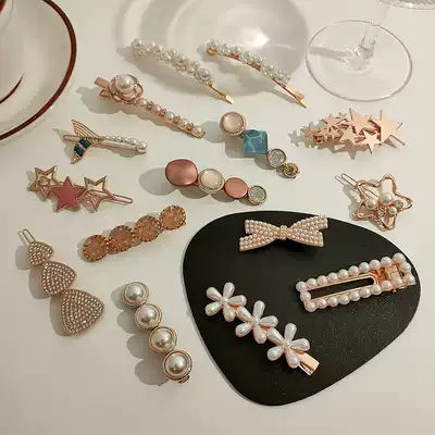 Exquisite light luxury pearl diamond hairpin high-end temperament high-end hairpin super fairy cute girl side clip hair jewelry