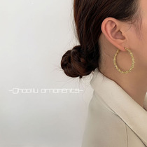 Golden ring niche personality earrings special design sense earrings Korean net celebrity women go out and wild earrings