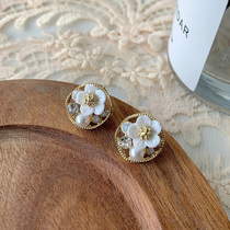 Camellia flower earrings silver needle high-end earrings simple cold wind small wild temperament Korean earrings female