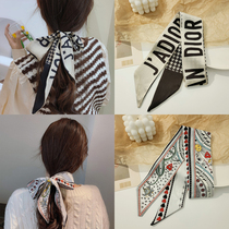 Retro French hairband Silk scarf Fairy hair ornaments tied ponytail at the back of the head Simple headdress wild out hair rope