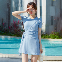 2021 new V-neck sexy one-piece swimsuit womens steel support small chest gathered beauty back cover belly thin ins hot spring swimsuit