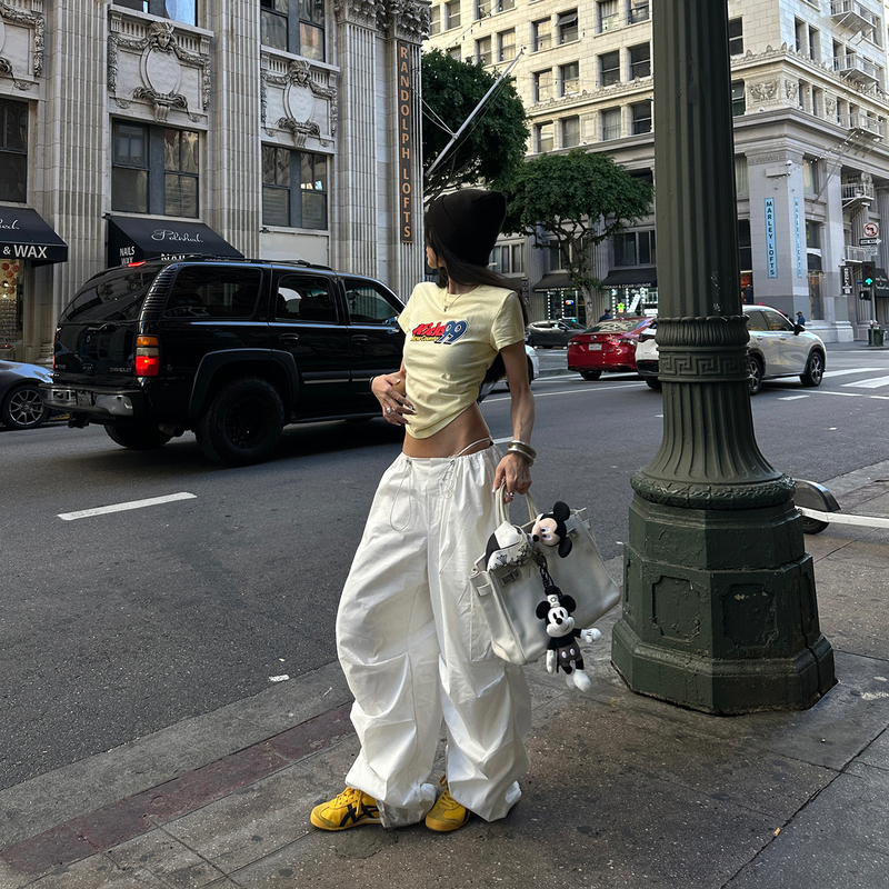 Korean Style Warden Edge Street Style White Low-Waist Casual Pants Women's Loose Wide-Leg Pants Floor-Length Pants Korean Style Warden Edge Street Style White Low-Waist Casual Pants Women's Loose Wide-Leg Pants Floor-Length Pants
