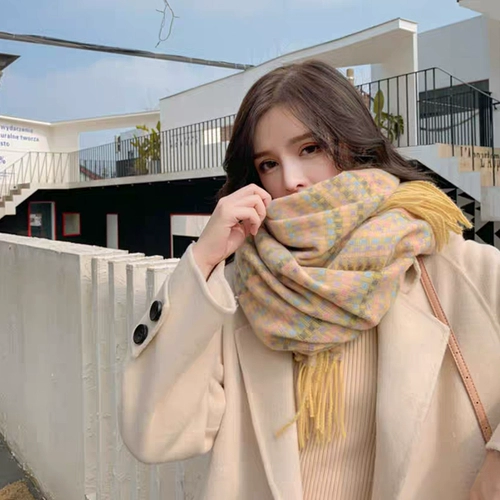 Зимний шарф, универсальная милая накидка для школьников, шарф-платок, в корейском стиле, в стиле Шанель, увеличенная толщина