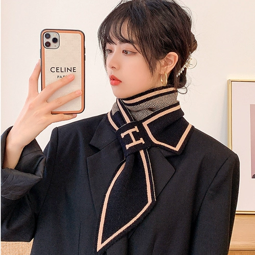 Tide, демисезонный универсальный утепленный трикотажный шарф, в корейском стиле, с защитой шеи