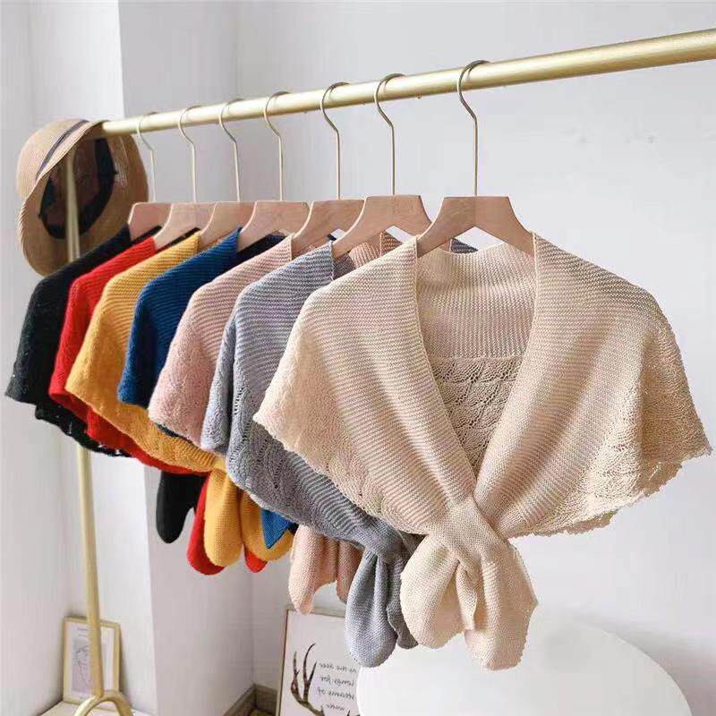 Knitted small shawl Age reduction Crow's feet outside the small shawl socialite wind spring and summer neck protection Air-conditioned room shoulder collar