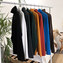 19studio spring and autumn season match Hong Kong flavor solid color cotton wild couple long-sleeved high-neck bottoming shirt men and women ins tide