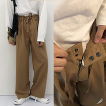 19studio Korean wide leg pants mens casual pants chic high waist versatile loose straight tube hanging sense mopping pants