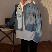 19studio Korea chic wash retro trend wild loose short jacket denim jacket men and women