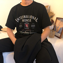 19studio new South Korea Dongdaemun couple tee retro loose bf Harajuku wind letters short-sleeved T-shirt men